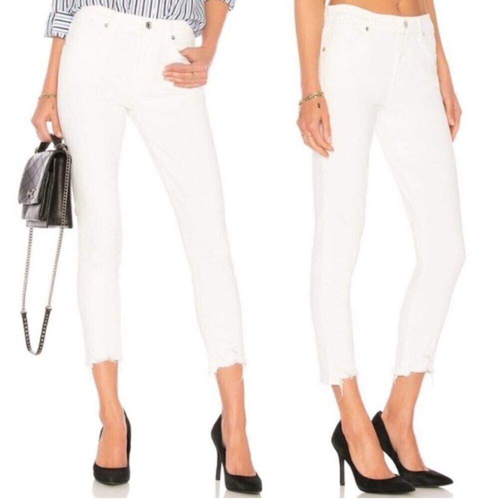 Agolde Sophie High Rise Crop Jean Size 29 Fray Distressed Hem White